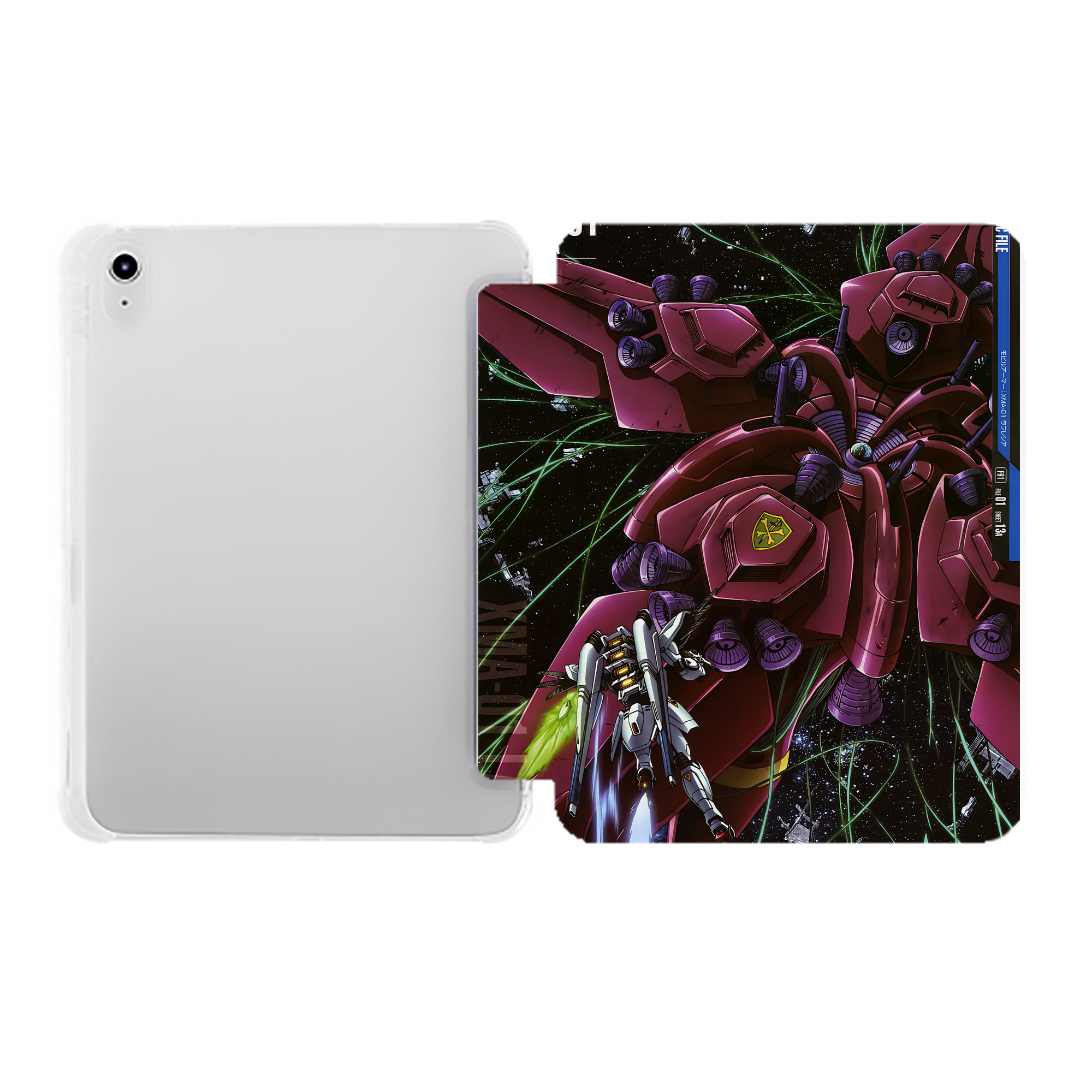 （画像用） 機動戦士ガンダム Mobile Suit Gundam IPad ケース ペン収納付き 三つ折りスタンド PUレザー×シリコン 対応機種9.5/10.5/10.9インチ